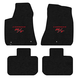 Lloyd Mats® - Ultimat™ Custom Fit 1st & 2nd Row Ebony Floor Mats With Red Charger & RT Double Logo