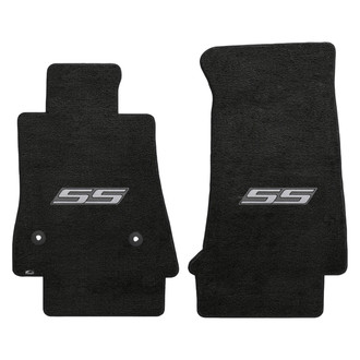 Lloyd Mats® - Velourtex™ Custom Fit 1st Row Ebony Floor Mats With SS Silver Logo