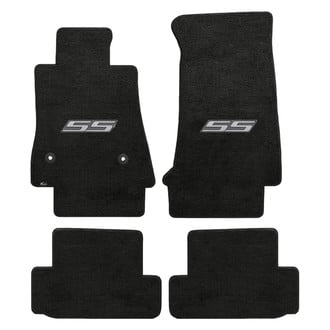 Lloyd Mats® - Velourtex™ Custom Fit 1st & 2nd Row Ebony Floor Mats With SS Silver Logo