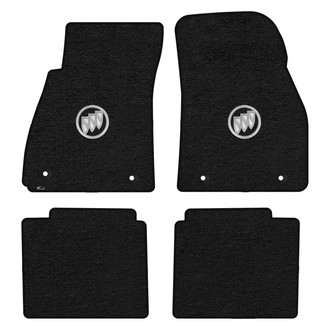 Lloyd Mats® - Velourtex™ Custom Fit 1st & 2nd Row Ebony Floor Mats With Silver Shield Logo