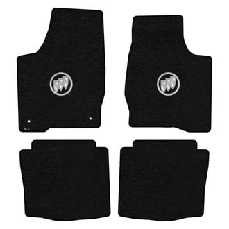 Lloyd Mats® - Velourtex™ Custom Fit 1st & 2nd Row Black Floor Mats With Silver Shield Logo
