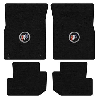 Lloyd Mats® - Velourtex™ Custom Fit 1st & 2nd Row Black Floor Mats With Tri-Color Shield Logo