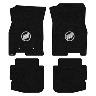 Lloyd Mats® - Velourtex™ Custom Fit 1st & 2nd Row Black Floor Mats With Silver Shield Logo