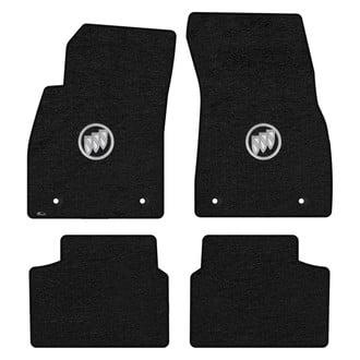 Lloyd Mats® - Velourtex™ Custom Fit 1st & 2nd Row Ebony Floor Mats With Silver Shield Logo
