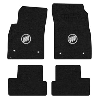 Lloyd Mats® - Velourtex™ Custom Fit 1st & 2nd Row Ebony Floor Mats With Silver Shield Logo