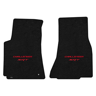 Lloyd Mats® - Velourtex™ Custom Fit 1st Row Ebony Floor Mats With Challenger & SRT Red Double Logo