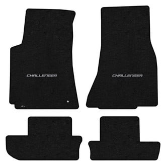 Lloyd Mats® - Velourtex™ Custom Fit 1st & 2nd Row Ebony Floor Mats With Challenger Silver Logo