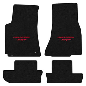 Lloyd Mats® - Velourtex™ Custom Fit 1st & 2nd Row Ebony Floor Mats With Challenger & SRT Red Double Logo
