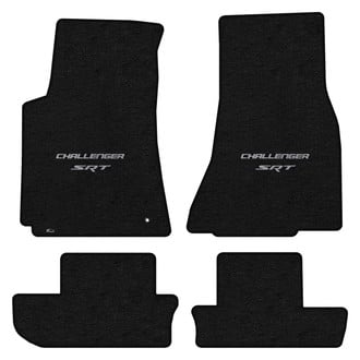 Lloyd Mats® - Velourtex™ Custom Fit 1st & 2nd Row Ebony Floor Mats With Challenger & SRT Silver Double Logo