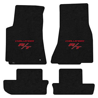 Lloyd Mats® - Velourtex™ Custom Fit 1st & 2nd Row Ebony Floor Mats With Challenger & RT Red Double Logo