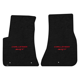 Lloyd Mats® - Velourtex™ Custom Fit 1st Row Ebony Floor Mats With Challenger & SRT Red Double Logo