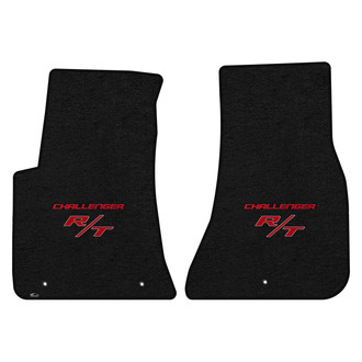 Lloyd Mats® - Velourtex™ Custom Fit 1st Row Ebony Floor Mats With Challenger & RT Red Double Logo