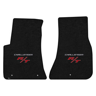 Lloyd Mats® - Velourtex™ Custom Fit 1st Row Ebony Floor Mats With Challenger & RT Silver Double Logo