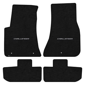 Lloyd Mats® - Velourtex™ Custom Fit 1st & 2nd Row Ebony Floor Mats With Challenger Silver Logo