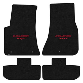 Lloyd Mats® - Velourtex™ Custom Fit 1st & 2nd Row Ebony Floor Mats With Challenger & SRT Red Double Logo
