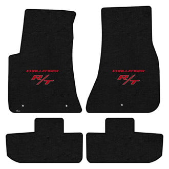Lloyd Mats® - Velourtex™ Custom Fit 1st & 2nd Row Ebony Floor Mats With Challenger & RT Red Double Logo