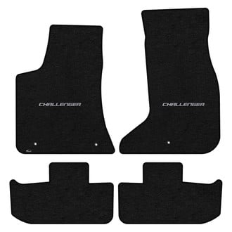 Lloyd Mats® - Velourtex™ Custom Fit 1st & 2nd Row Ebony Floor Mats With Challenger Silver Logo