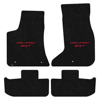 Lloyd Mats® - Velourtex™ Custom Fit 1st & 2nd Row Ebony Floor Mats With Challenger & SRT Red Double Logo