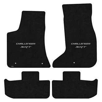Lloyd Mats® - Velourtex™ Custom Fit 1st & 2nd Row Ebony Floor Mats With Challenger & SRT Silver Double Logo