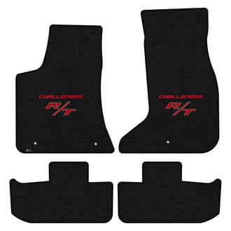 Lloyd Mats® - Velourtex™ Custom Fit 1st & 2nd Row Ebony Floor Mats With Challenger & RT Red Double Logo