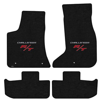 Lloyd Mats® - Velourtex™ Custom Fit 1st & 2nd Row Ebony Floor Mats With Challenger & RT Silver Double Logo