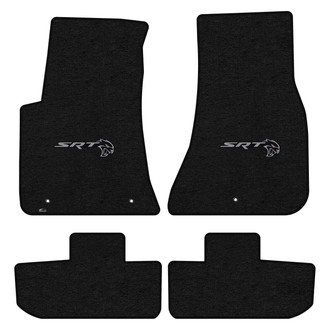 Lloyd Mats® - Velourtex™ Custom Fit 1st & 2nd Row Ebony Floor Mats With Dodge Hellcat Redeye Logo