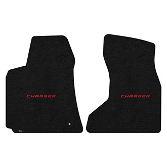 Lloyd Mats® - Velourtex™ Custom Fit 1st Row Ebony Floor Mats With Charger Red Logo