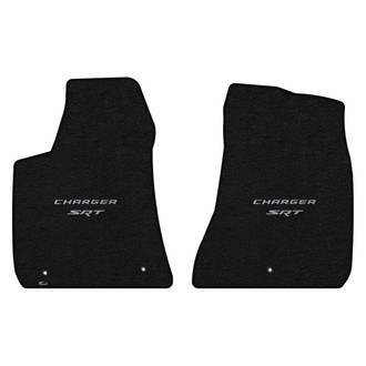 Lloyd Mats® - Velourtex™ Custom Fit 1st Row Ebony Floor Mats With Silver Charger & SRT Double Logo
