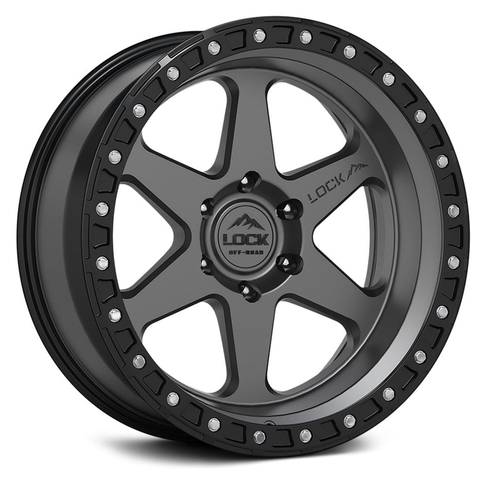 LOCK OFF-ROAD® OLYMPUS Wheels - Matte Gray with Black Ring Rims