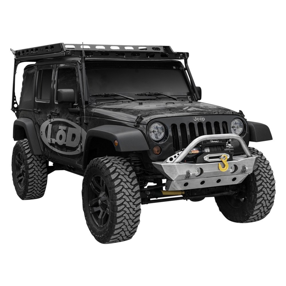 LoD Offroad® - Jeep Wrangler 2018 Destroyer Stubby Front Winch HD Bumper  with Hoop