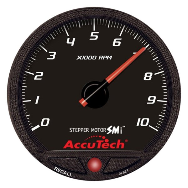 Longacre® - AccuTech™ SMi™ 4-1/2" Stepper Motor Style Memory Tachometer, Black, 10000 RPM