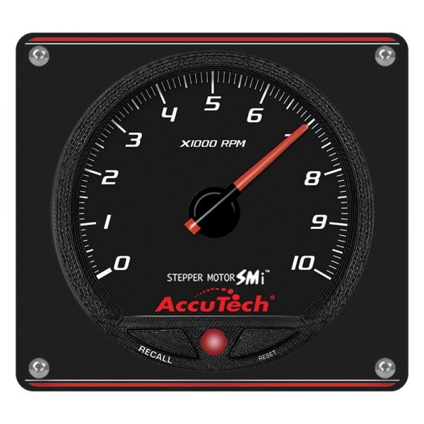 Longacre® - AccuTech™ SMi™ 4-1/2" Aluminum Memory Tachometer with Aluminum Panel, Black, 10000 RPM