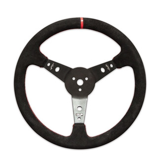 Longacre® - 3-Spoke Pro Aluminum Steering Wheel with Suede Wrapped Rim and Red Center Stripe