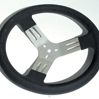 Longacre® - 3-Spoke Kart Smooth Grip Style Steel Black Steering Wheel