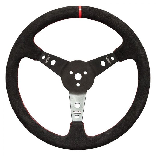 Longacre® - Pro Aluminum Steering Wheel with Suede Wrapped Rim and Red Center Stripe