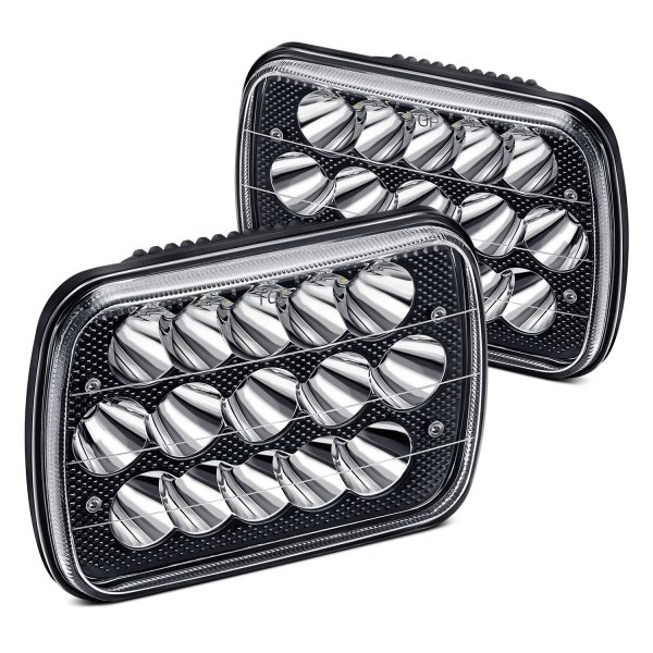Lumen® - 7x6" Rectangular Black LED Headlights