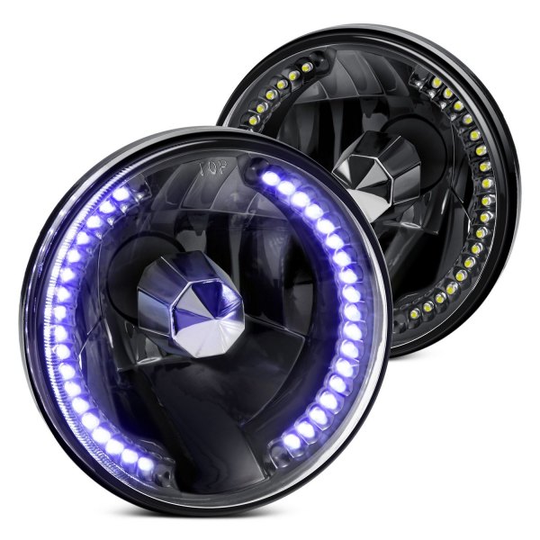 Lumen® - 7" Round Black LED Halo Headlights