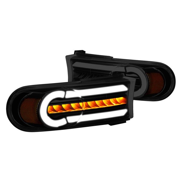 Lumen® - Sequential Black/Smoke LED Turn Signal/Corner Lights with DRL, Toyota FJ Cruiser