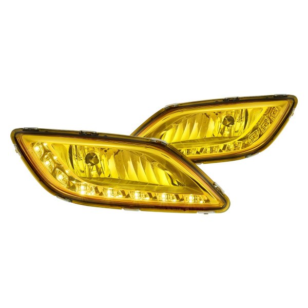 Lumen® - Yellow Factory Style Fog Lights with LED DRL, Hyundai Veloster