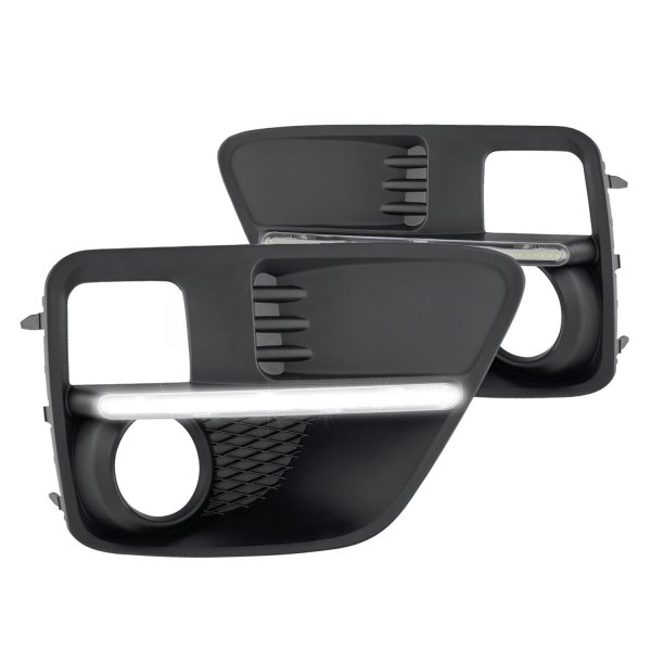 Lumen® - Black Fog Light Covers with LED DRL, Subaru WRX