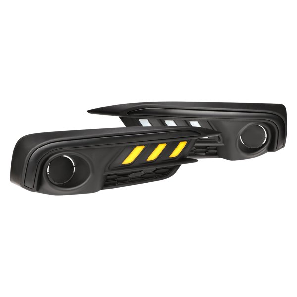 Lumen® - Mustang Style Fog Light Covers with Yellow LED DRL, Honda Civic