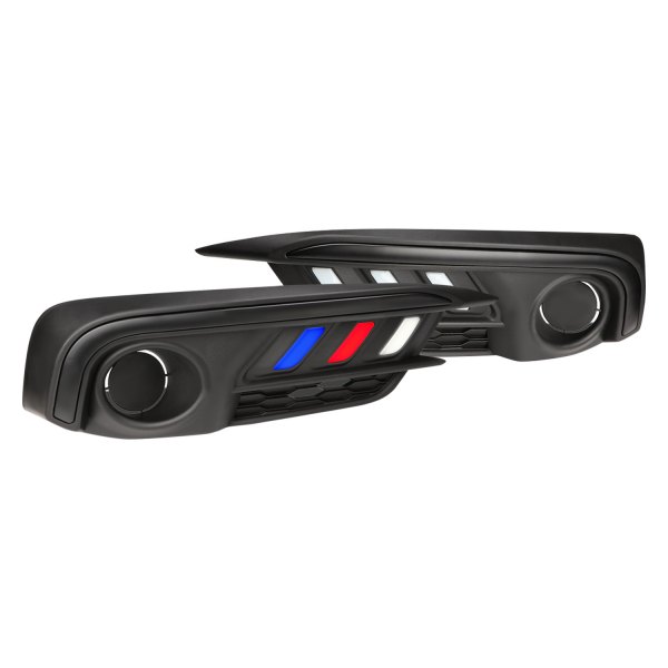 Lumen® - Mustang Style Fog Light Covers with Red/Blue/White LED DRL, Honda Civic