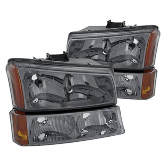 Lumen® - Chrome/Smoke Euro Headlights with Turn Signal/Parking Lights