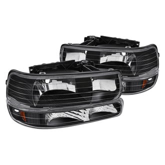Lumen® 87-1001002 - Black Euro Headlights with Bumper Lights