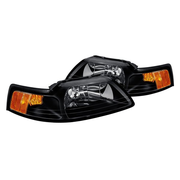 Lumen® - Black Euro Headlights, Ford Mustang
