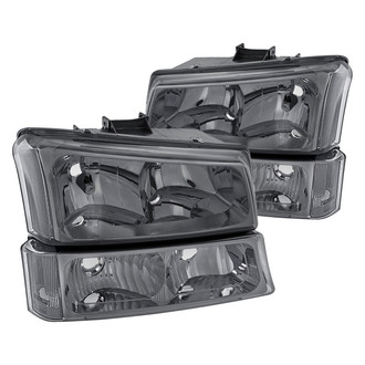 Lumen® - Chrome/Smoke Euro Headlights with Turn Signal/Parking Lights