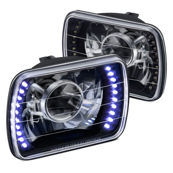 Lumen® - 7x6" Rectangular Black Projector LED Headlights