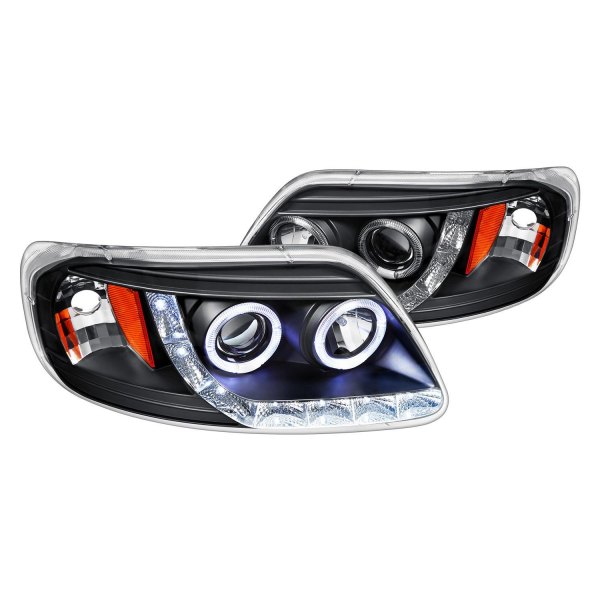 Lumen® - Black Halo Projector Headlights with Parking LEDs, Ford F-150