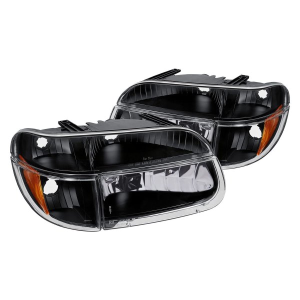 Lumen® - Black Euro Headlights with Corner Lights, Ford Explorer