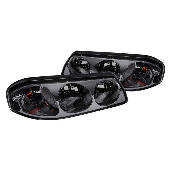 Lumen® - Black/Chrome Smoke Euro Headlights, Chevy Impala